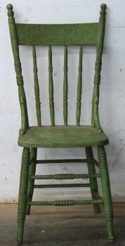 OakPressBackSideChairWithOriginalGreenPaint