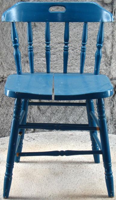 ColonialStyleChairAsItCameInShowingLooseJointsAndBlueEnamelPaint