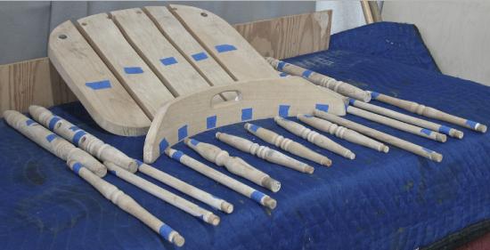 ColonialStyleMapleChairDisassembledAndMarkedBeforeReGluing